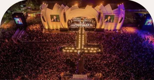 Concierto masivo visto desde el aire